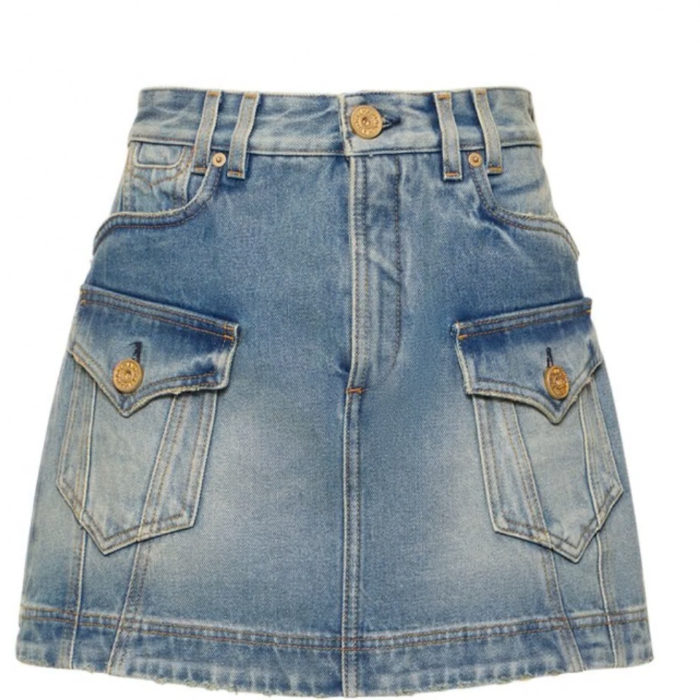 Balmain jeans Blue Skirt with Button Details